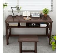 Bureau Pliable，Table d'écriture, Bureau d'ordinateur pour Chambre à Coucher, avec tiroirs, montage facile,avec Rangement，pour Etudier Travailler Chambre Domicile Maison(Walnut,90*60cm(35*24in))