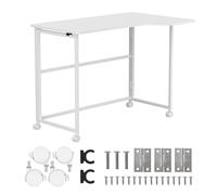 Maclean Bureau Pliable avec roulettes 100 x 65 cm 50 kg 75 cm (Blanc)