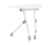 Bureau Pliant d'Angle Moderne avec Roulettes 90 x 64 cm Cadre Métallique Bl