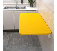 Bureau pliant flottant en bois pour petits espaces Jaune 40 x 30 cm Solution de bureau à domicile Design compact Installation facile Utilisation polyvalente