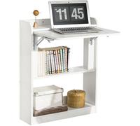 Bureau Pliant - SOBUY - FWT92-W - Blanc - Multifonctionnel - Etagères de Rangement