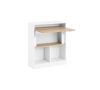 bureau pliant, table d'ordinateur rabattable, table de bureau, petite bureau avec etagères de rangement, 70x25x85cm, fwt104-wn