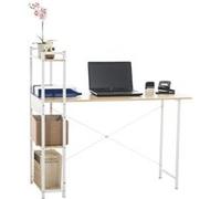 CLP Bureau Design Poe avec Plateau en Bois I Table De Travail avec Cadre en Tubes d'acier I Table D'Ordinateur avec Colonne De Rangement, Couleur:erable