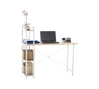 Bureau Poe avec Plateau en MDF Cadre en Tubes d'acier et Colonne de rangement , Nature