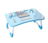 Bureau portable pour ordinateur portable 60 x 40 x 28 cm, plateau de lit pliable avec porte-gobelet, support réglable pour ordinateur portable pour canapé, station de travail portable pour la maison