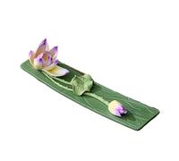 Bureau Porte-encens en céramique Fait à la Main Forme de Lotus, brûleur d'encens décoratif d'intérieur for cérémonie du thé(Purple)