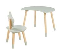 [en.casa] Ensemble de Bureau pour Enfant avec Chaise Dossier en Forme d'Etoile Table pour Dessiner Bricoler Coloriage MDF Bois de Pin Hauteur d'Assise 26 cm Vert Menthe Naturel
