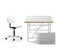 Bureau pour enfant avec plateau blanc - 120 x 70 cm - Structure en forme d'œuf blanc + chaise de bureau Mr. Square - Richard Lampert