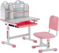 Bureau pour enfants avec bibliothèque Réglable en hauteur en rose - Bureau pour enfants