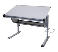 Bureau pour enfants/jeunes bureau d'écolier bureau de bureau oxford, réglable en hauteur, inclinable ~ gris Gris G