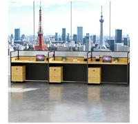 Bureau pour Espace Cloisonné, Bureau Informatique pour Cabine De Bureau avec Caissons Mobiles, Bureaux Cloisonnés pour Hall d'accueil Administratif.,3~Person~S