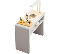 Bureau pour Nail Tech, table de salon de beauté moderne avec tiroirs et lumières LED, station professionnelle de nail art avec collecteur de poussière, 80 x 40 x 78 cm