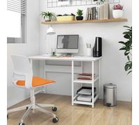 Bureau pour ordinateur en MDF et métal blanc 105 x 55 x 72 cm, design industriel élégant et simple, meuble de bureau robuste et durable avec large zone de travail,
