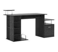 HomCom Bureau pour ordinateur Table meuble PC en MDF Noir