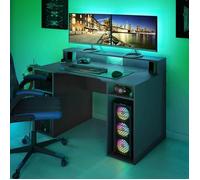 Bureau pour Ordinateur PEGANE - Station e-Gaming en Bois MDF - Noir - Dimensions 136x67x88cm