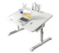 Bureau pour ordinateur portable à hauteur réglable - Table de lit pliable avec tiroirs de rangement, étagère et port USB pour travailler et écrire