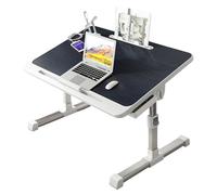 Bureau pour ordinateur portable à hauteur réglable - Table de lit pliable avec tiroirs de rangement, étagère et port USB pour travailler et écrire
