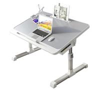 Bureau pour ordinateur portable à hauteur réglable - Table de lit pliable avec tiroirs de rangement, étagère et port USB pour travailler et écrire