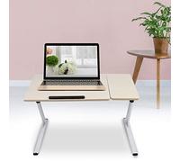 Bureau pour Ordinateur Portable, Support Réglable en Hauteur pour Lire et Travailler Confortablement n'importe où, Compact et Pliable. (Couleur chêne Blanc)