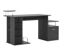 HOMCOM Bureau pour Ordinateur Table de Travail Bureau Informatique Multi-rangements 152 x 60 x 88 cm Noir