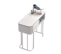 Bureau professionnel pour nail art avec tiroir et étagères, station de beauté moderne en bois pour salon, spa et usage domestique, poste de travail avec plateau en verre, mobilier de technicien des