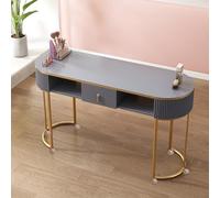 Bureau professionnel pour technicien des ongles avec rangement, roulettes verrouillables et plateau en verre pour les postes de travail de salon et de spa