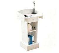 Bureau réceptacle sur Pied, pupitre de Discours, chaire,Blanc,+Drawer | avec large surface de lecture, armoire de rangement, facile à assembler, pour salle de onférence et événements