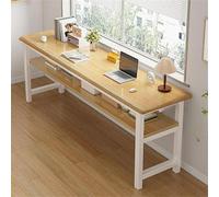 Bureau rectangulaire extra long de 40,9 cm avec étagère - Table d'écriture moderne marron clair et blanc pour la maison, le salon et la location d'ordinateur - 119,4 x 40,6 x 76,2 cm (L x l x H)