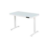 Bureau réglable électrique / home office - 120 x 60 cm - Verre blanc