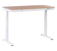 Bureau Réglable Electriquement Bois Clair et Blanc Assis/Debout 120 x 60 cm Kenl
