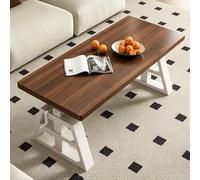 Bureau Réglable en Hauteur à Manivelle, Pieds Poutre I Haute Résistance | Table basse cadre en I pour levage stable fluide, manivelle pour ajuster facilement la hauteur(White+Walnut,35.4x23.6in)
