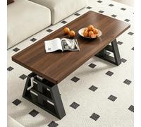 Bureau Réglable en Hauteur à Manivelle, Pieds Poutre I Haute Résistance | Table basse cadre en I pour levage stable fluide, manivelle pour ajuster facilement la hauteur(Black+Walnut,70.9x31.5in)
