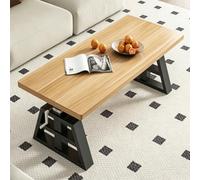Bureau Réglable en Hauteur à Manivelle, Pieds Poutre I Haute Résistance | Table basse cadre en I pour levage stable fluide, manivelle pour ajuster facilement la hauteur(Black+Natural,63.0x27.6in)