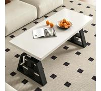 Bureau Réglable en Hauteur à Manivelle, Pieds Poutre I Haute Résistance | Table basse cadre en I pour levage stable fluide, manivelle pour ajuster facilement la hauteur(Black+White,35.4x19.7in)