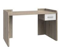Bureau réglable en hauteur coloris Imitation chêne San Remo, rechampis blanc - longueur 124 x hauteur 77 x profondeur 70 cm -PEGANE- Bois G