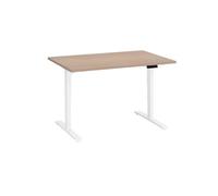 Bureau réglable en hauteur électrique chêne clair Ecla Ergo Premium 120 x 80 cm pieds blanc - - Bruneau