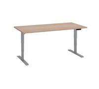 Bureau réglable en hauteur électrique chêne clair Ecla Ergo Premium 160 x 80 cm pieds aluminium - - Bruneau