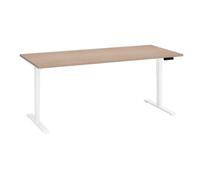 Bureau réglable en hauteur électrique chêne clair Ecla Ergo Premium 180 x 80 cm pieds blanc - - Bruneau