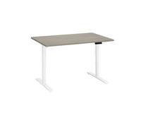 Bureau réglable en hauteur électrique chêne gris Ecla Ergo Premium 120 x 80 cm pieds blanc - - Bruneau