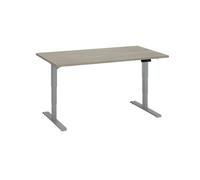 Bureau réglable en hauteur électrique chêne gris Ecla Ergo Premium 140 x 80 cm pieds aluminium - - Bruneau