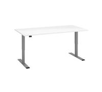 Bureau réglable en hauteur électrique Ecla Ergo L 160 x P 80 cm pied gris aluminium / plateau blanc - - Bruneau