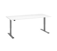 Bureau réglable en hauteur électrique Ecla Ergo L 180 x P 80 cm pied gris aluminium / plateau blanc - - Bruneau