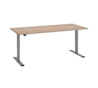 Bureau réglable en hauteur électrique Ecla Ergo L 180 x P 80 cm pied gris aluminium / plateau chêne clair - - Bruneau