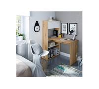 Bureau réversible avec étagères - Coloris blanc et chêne - BU81005
