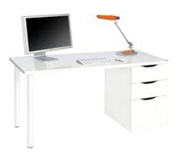 Bureau droit Pegane Bureau reversible avec tiroir coloris Blanc Artic - 74 x 138 x 60 cm --