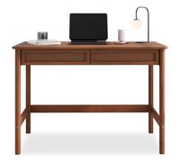 Bureau Rodrigo Droit H 76 cm en Bois Massif Coloris châtaignier avec Rangement 2 tiroirs, idéal pour Le télétravail, Design Moderne Robuste et Fonctionnel Parfait comme Table de Travail