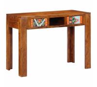 Bureau rustique avec tiroirs, en bois d'acacia marron, 100 x 50 x 75 cm, bureau d'ordinateur en bois massif avec espace de rangement, bureau à domicile