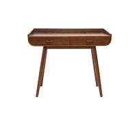 Bureau scandinave bois foncé avec rangements 2 tiroirs L100 cm HALLEN