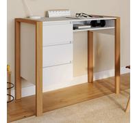 IDMarket - Bureau scandinave Hugo avec 3 tiroirs et Niche Blanc et Bois