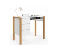 IDMarket - Bureau scandinave Hugo avec 3 tiroirs et Niche Blanc et Bois
